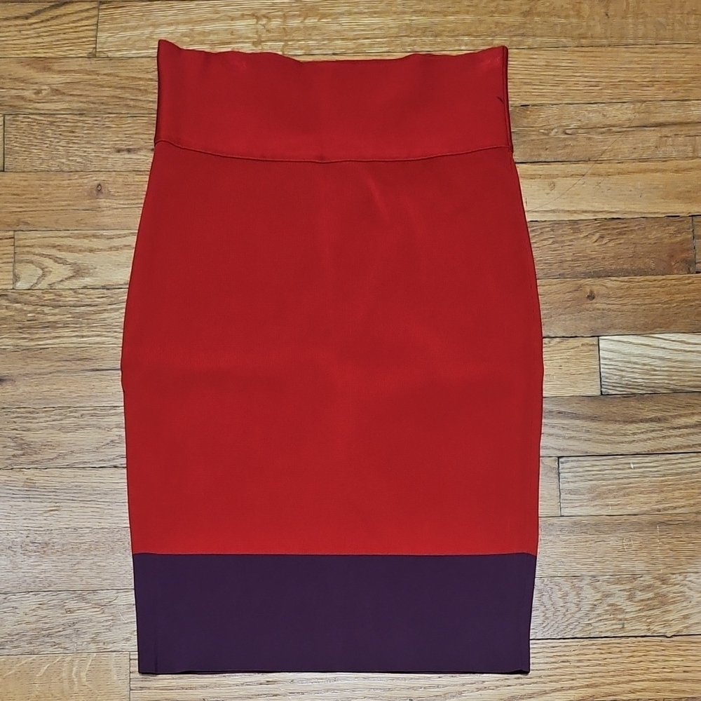 Express Women's Red and Purple Pencil Skirt